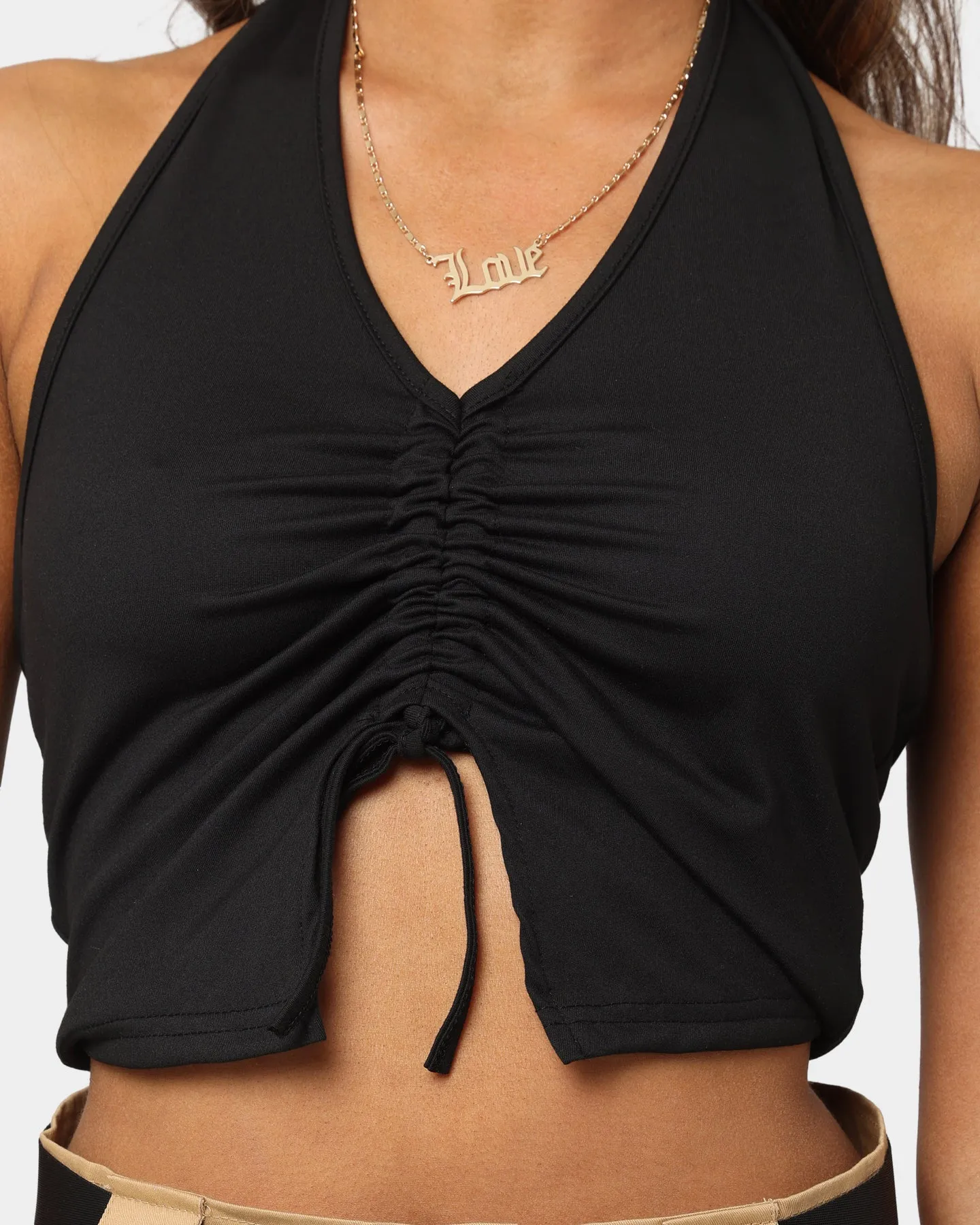 XXIII Women's Rouched Front Halter Black